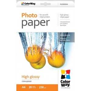 ColorWay | Photo Paper 20 pc. | PG230020A4 | 230 g/m² | A4 | Glossy